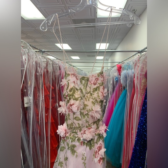 Blush Pink Floral Appliqué Prom Dress - Picture 2 of 7